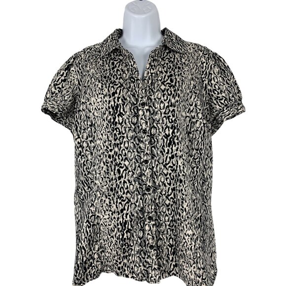 Apt. 9 Womens Animal Print Short Sleeve Blouse Plus Size 1X - Picture 1 of 8